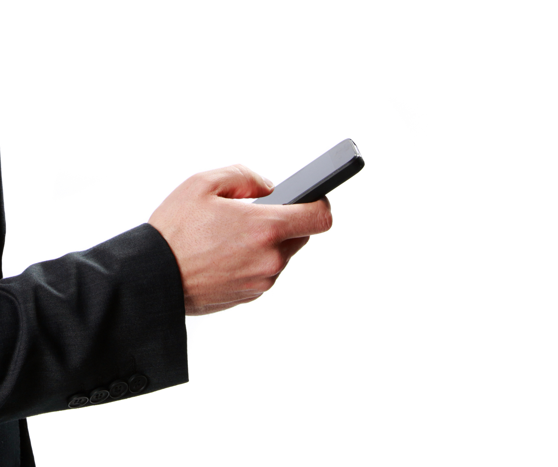Businessman using smartphone isolated on a white background